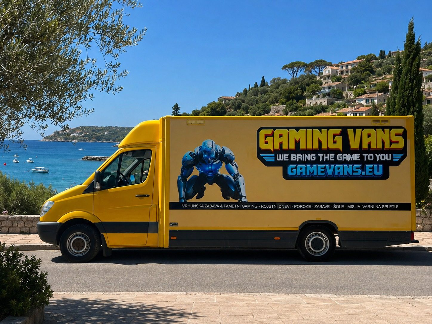 Gaming Van pripelje na vašo lokacijo ob morju